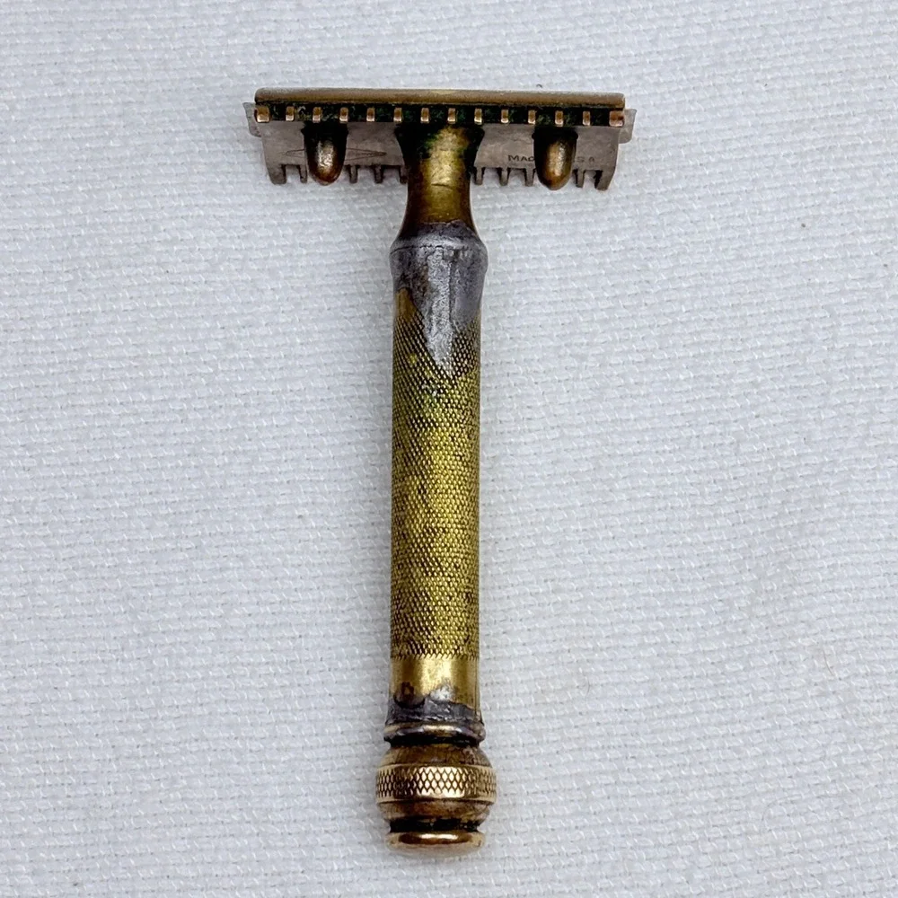 Vintage Gillette Safety Razor Open Comb Brass Ball End Double Sided Made in USA